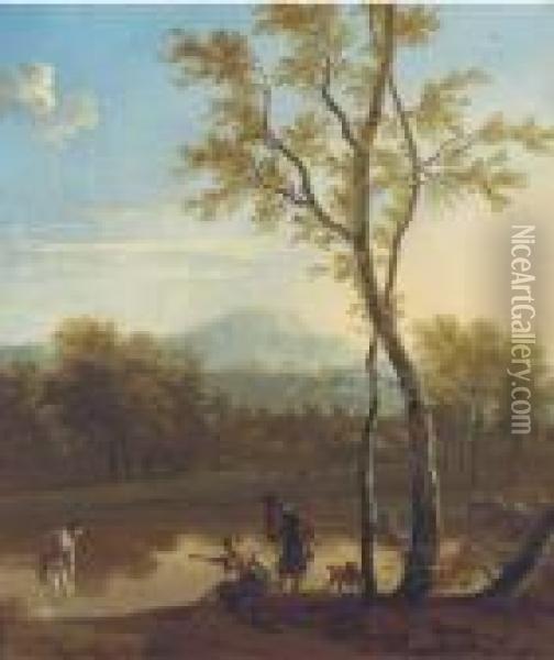 A Wooded River Landscape With An Arcadian Scene Oil Painting - Nicolaes Berchem