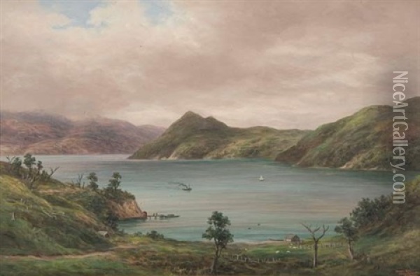 Torea Bay, Queen Charlotte Sounds Oil Painting - William George Baker