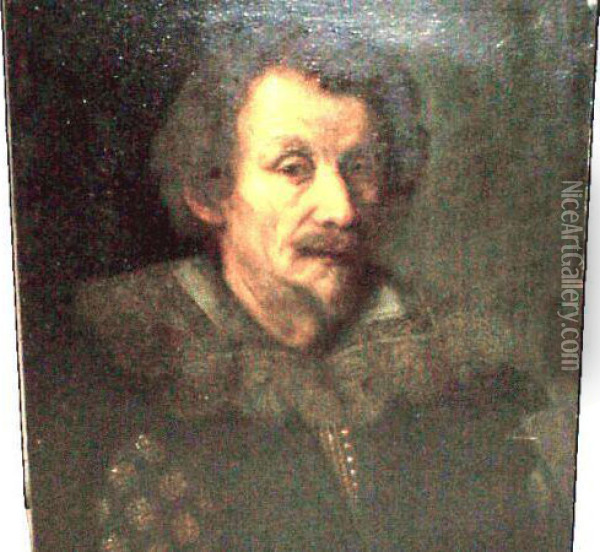 Portrait Of A Man With An Elaborate Collar Oil Painting - Jan Anthonisz Van Ravesteyn