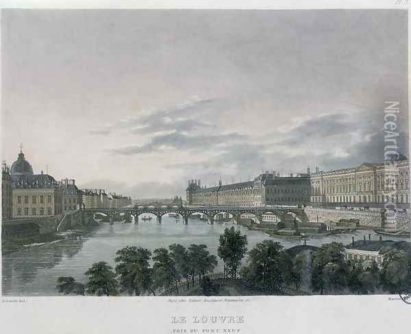 The Pont or Passerelle des Arts, Paris, 1832 Oil Painting - Bernhard Schmidt