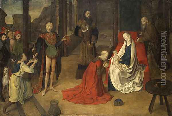 The Adoration of the Magi ca 1465 Oil Painting - Joos van Ghent