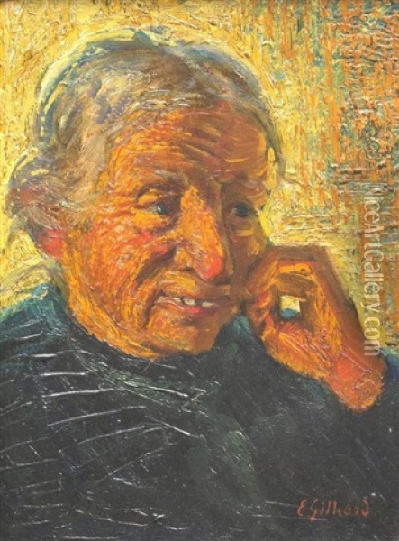Portrait De Femme Oil Painting - Eugene Gilliard