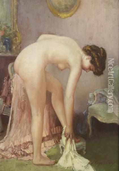 After The Bath Oil Painting - Anton Kozakiewicz