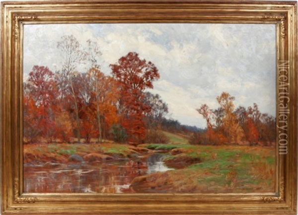 Connecticut Autumn Landscape Oil Painting - William Merritt Post