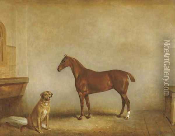 Bess and Polly in a stable Oil Painting - Claude L. Ferneley