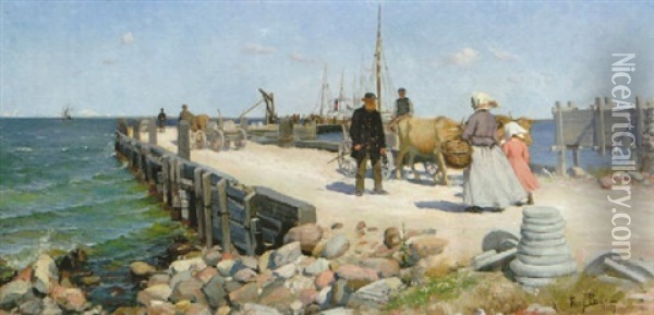 Sommardag Vid Burgsviks Hamn, Gotland Oil Painting - Fanny Ingeborg Matilda Brate