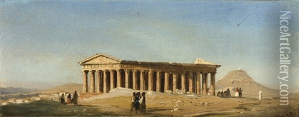 Temple D'hephaistos, Athenes Oil Painting - Ippolito Caffi