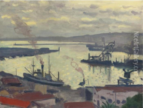 Le Port D'alger Par Temps Gris Oil Painting - Albert Marquet