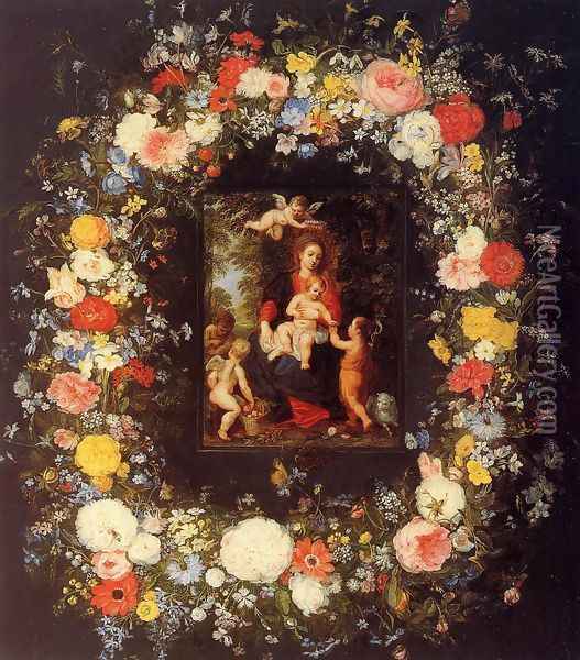 The Holy Family Oil Painting - Jan The Elder Brueghel