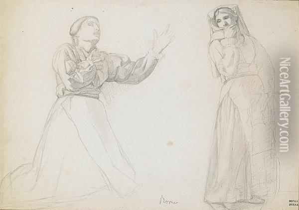 Deux Etudes De Femmes Oil Painting - Edgar Degas