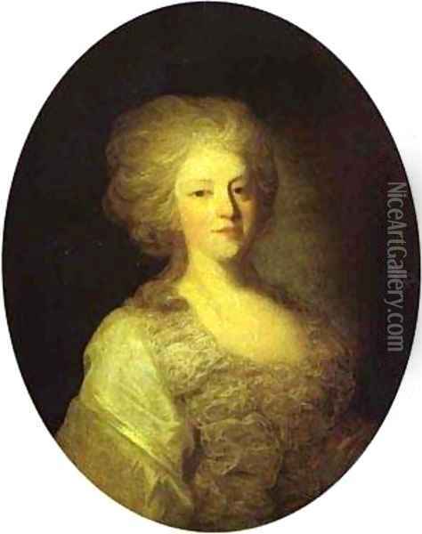 Portrait Of Praskovya Nikolayevna Lanskaya 1790s Oil Painting - Fedor Rokotov