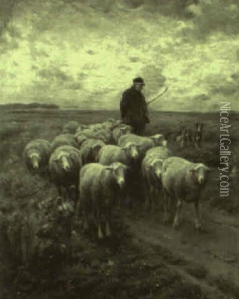 Shepherd In A Landscape Oil Painting - Frans De Beul