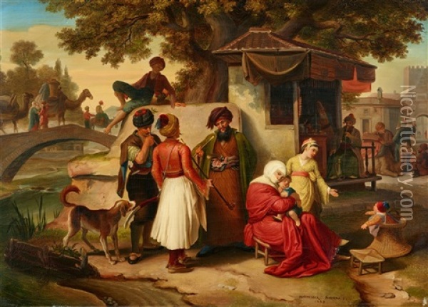 An Oriental Scene In Smyrna Oil Painting - Johann Michael Wittmer the Younger