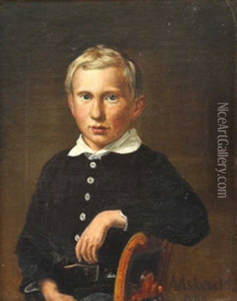 Gutteportrett Oil Painting - Anders Monsen Askevold