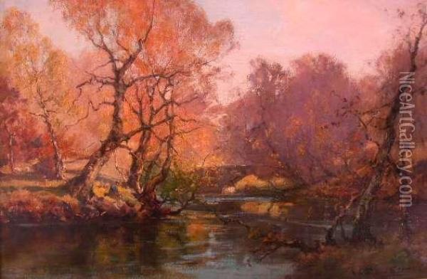 Fishing By The River Oil Painting - J.A. Henderson Tarbet