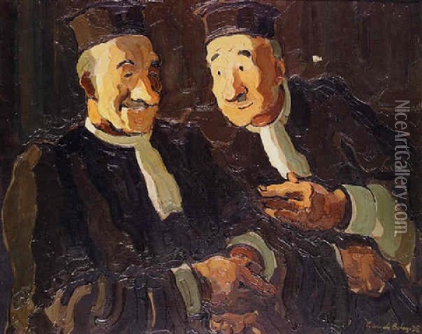 Les Deux Avocats Oil Painting - Pierre De Belay