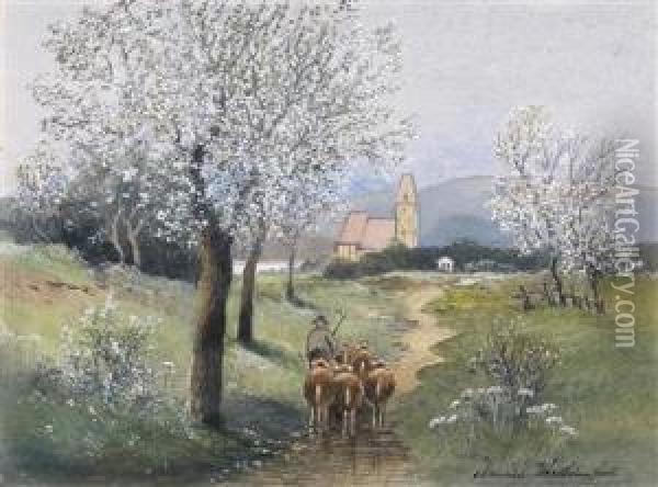 Wachau Oil Painting - Heinrich Von Wertheim