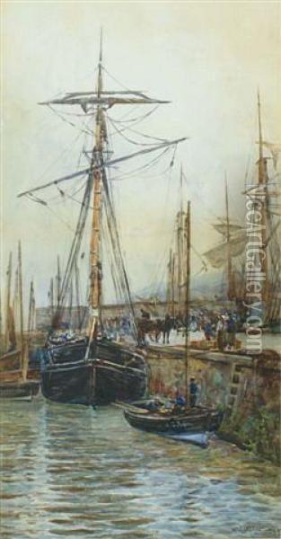 At The Quayside Oil Painting - William Carlaw
