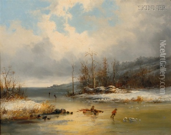Winter River Scene Oil Painting - Cornelius David Krieghoff
