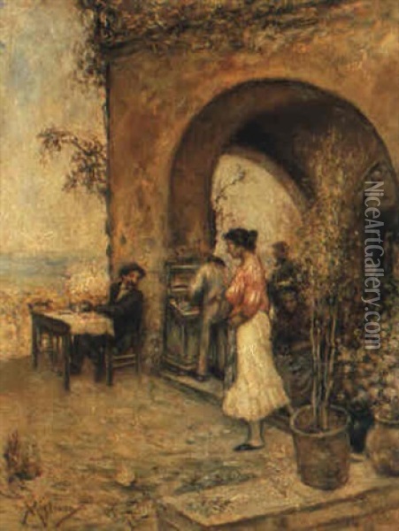 Alla Locanda Oil Painting - Vincenzo Migliaro