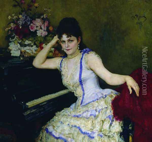 Portrait of pianist and professor of Saint-Petersburg Conservatory Sophie Menter Oil Painting - Ilya Efimovich Efimovich Repin