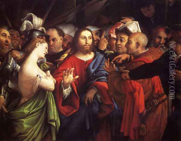 Christ and the Adulteress 1530-35 Oil Painting - Lorenzo Lotto