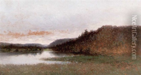 Insjolandskap - Sensommar Oil Painting - Johan Severin Nilsson