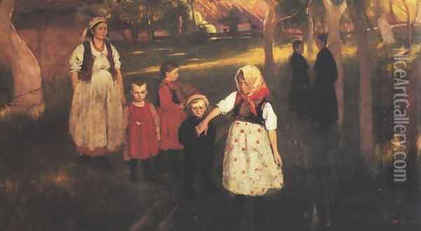 Achievements (the Artist's Family) Oil Painting - Wlodzimierz Tetmajer