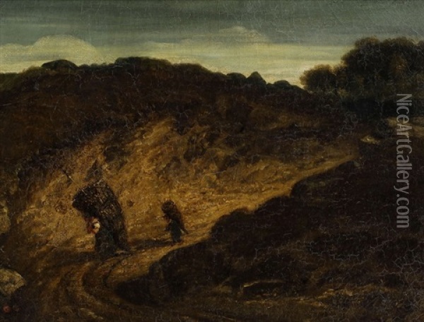 Landscape, Twilight Oil Painting - Georges Michel