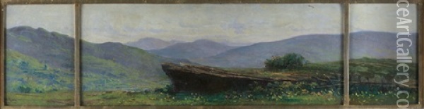 Paesaggio Montano (in 3 Parts) Oil Painting - Luigi Clara
