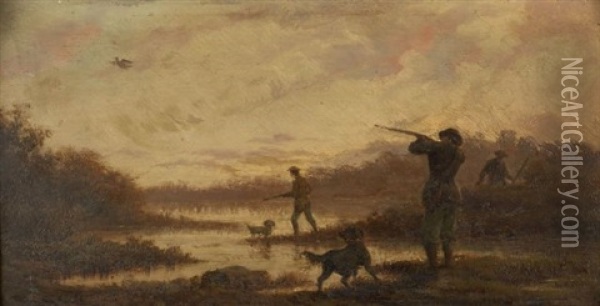 Chasse Au Marais Au Couchant Oil Painting - Emmanuel Coulange-Lautrec