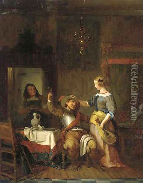 The drunken suitor Oil Painting - Ignatius Josephus van Regemorter