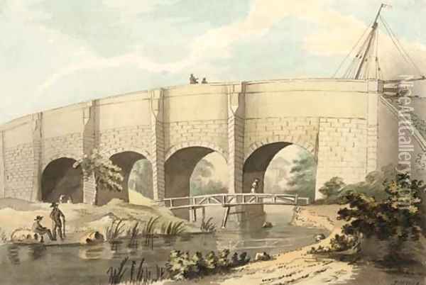 The grand aquaduct over the river Clyde Oil Painting - John Nixon