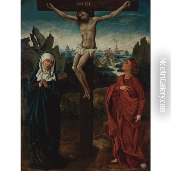 Crucifixion With The Virgin And St. John The Evangelist Oil Painting - Joachim Patinir