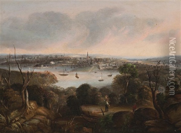 View Of Sydney From The North Shore, 1848 Oil Painting - George Edwards Peacock
