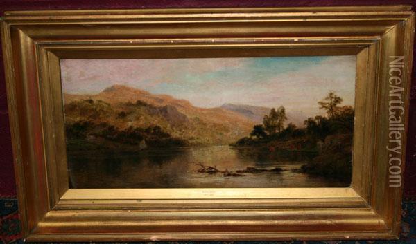 Hilly Lakeland Scene Oil Painting - Robert Gallon