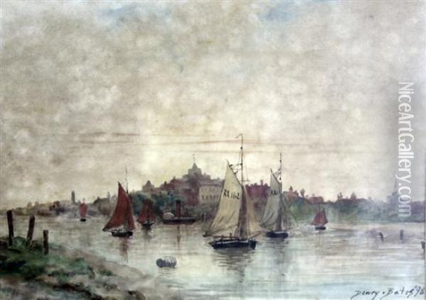 Boats On The River At Rye Oil Painting - Dewey Bates