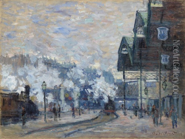 La Gare Saint-lazare, Vue Exterieure Oil Painting - Claude Monet