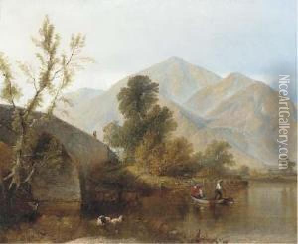 A Peaceful Day On The River Oil Painting - Henry Thomas Dawson