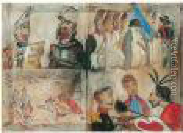 Composition (reprise De Quatre Oeuvres) Oil Painting - James Ensor