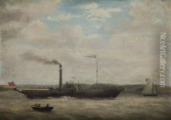 The Paddle-steamer 'prince' Proceeding Up The River Lee To Cork Oil Painting - George Atkinson