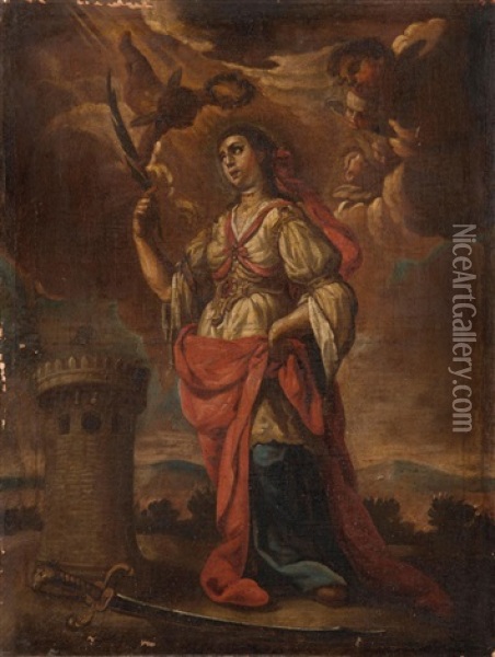 Santa Victoria Oil Painting - Acisclo Antonio Palomino de Castro y Velasco