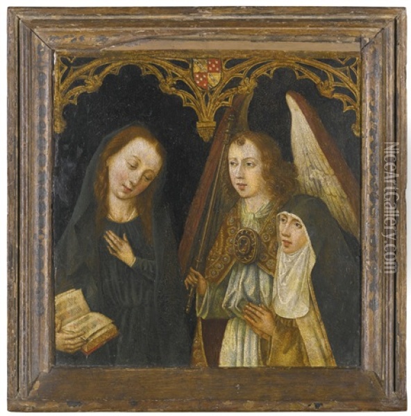 The Annunciation, With A Female Donor Oil Painting - Vrancke van der Stockt