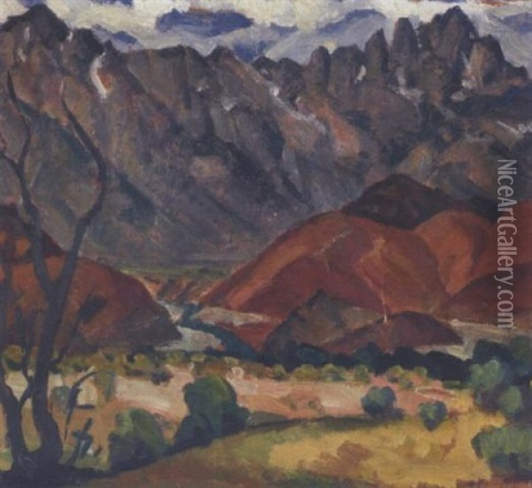 Mt. Whitney And The Alabama Hills Oil Painting - Rinaldo Cuneo