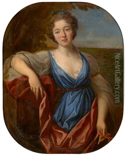 Portrait D'une Dame De Qualite En Thetis Oil Painting - Nicolas Fouche