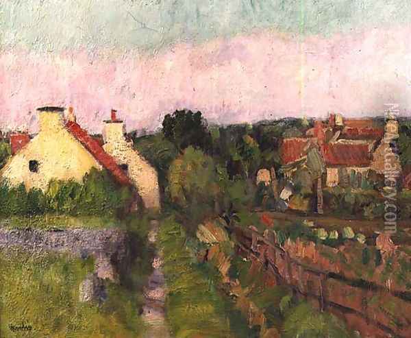 A Fife Village probably Ceres Oil Painting - George Leslie Hunter