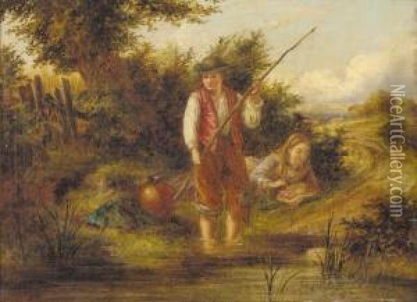 Fishing With A Loved One Oil Painting - Frank James Turner