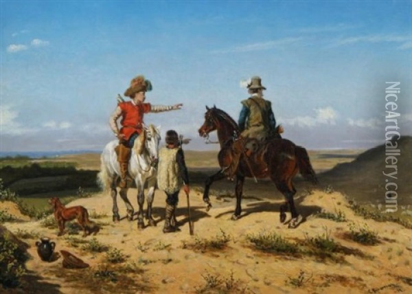 Jagers Te Paard Oil Painting - Cornelis Albert Johannes Schermer