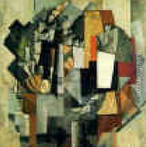 Desk And Room Oil Painting - Kazimir Severinovich Malevich