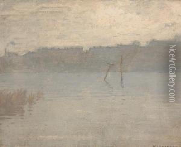 Grey Day On The River Oil Painting - William Langson Lathrop